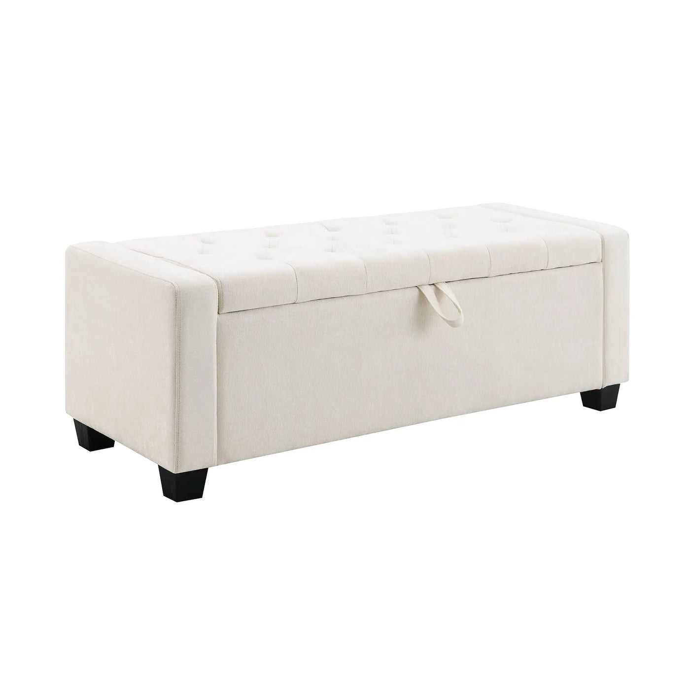 Upholstered Storage Ottoman Bench With Button Tufting And Safety Hinge by HouseOfZazla