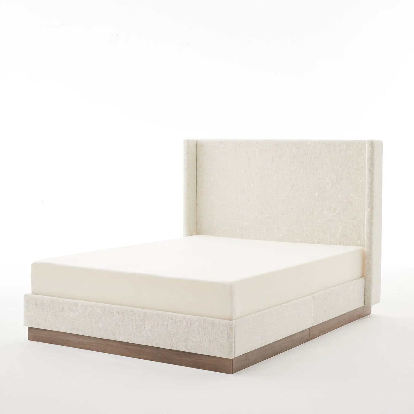 Hosford - Minimalist Upholstered Wingback Bed With Wood Base Platform by HouseOfZazla