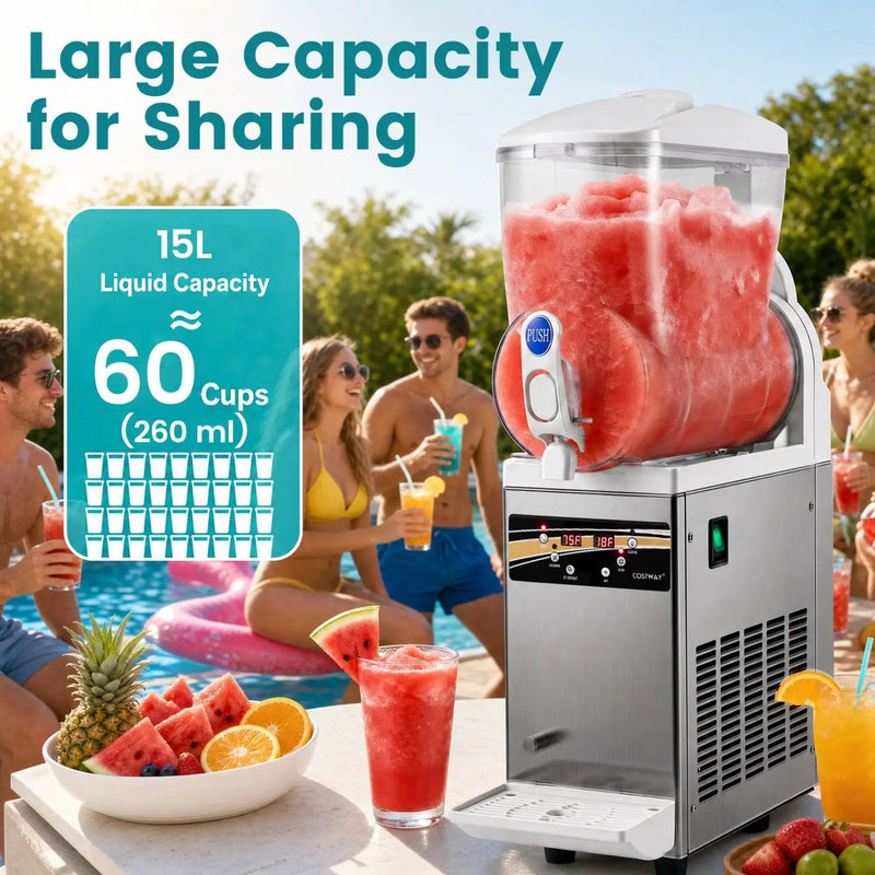 Commercial Slushy Machine 15L Single Tank 550W Freezer by DirectDeals