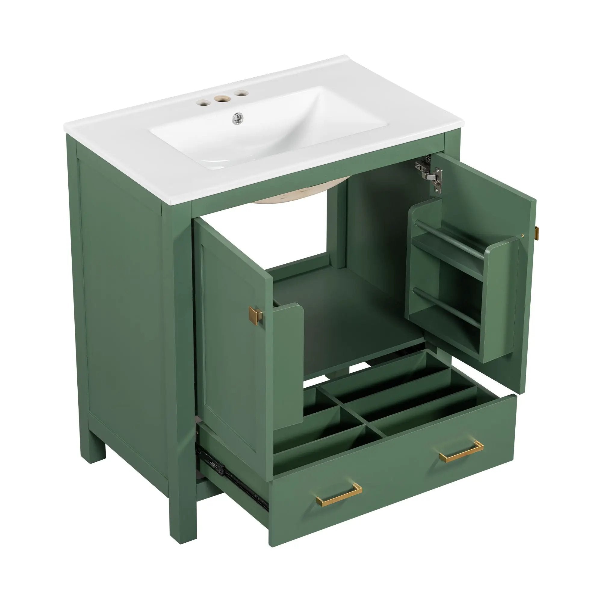 Bathroom Vanity With Single Sink, Combo Cabinet Undermount Sink, Bathroom Storage Cabinet With 2 Doors And A Drawer, Soft Closing, Multifunctional Storage, Solid Wood Frame by HouseOfZazla