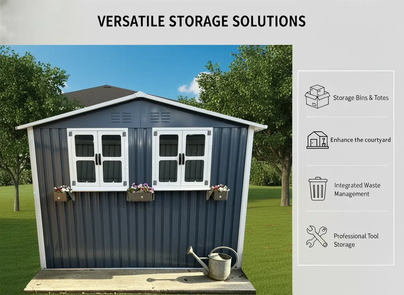 6x9 FT Outdoor Metal Storage Shed with Window & Flower Rack by HouseOfZazla