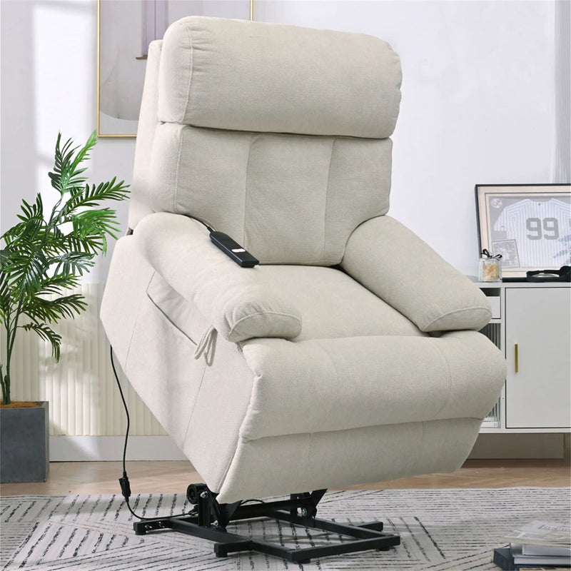 Oversized Power Lift Recliner Chai With Remote Control, Side Pocket, Spacious Seat by HouseOfZazla