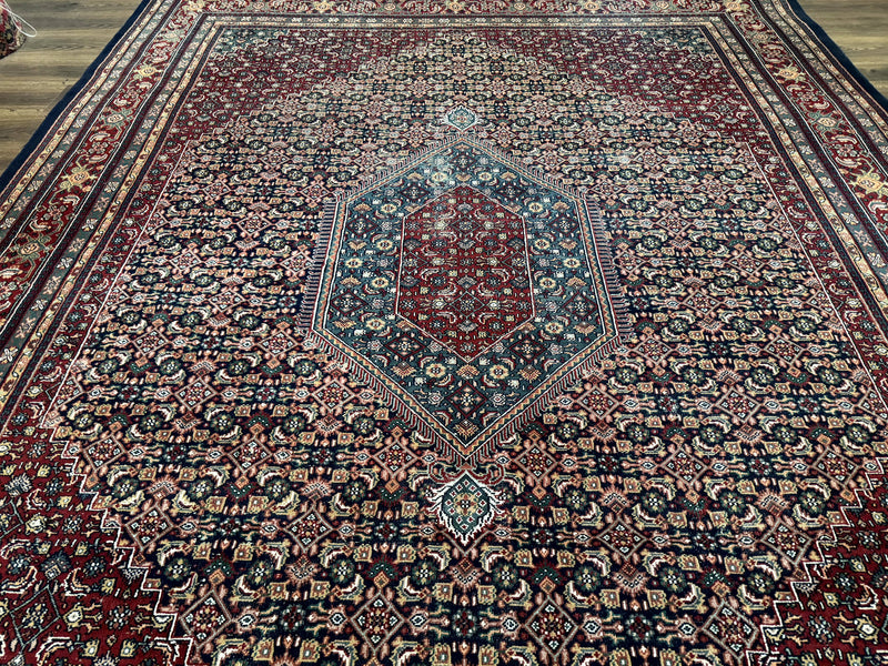 Indo Persian Bidjar Rug 9x12 Wool Handmade Carpet Dark Blue by Jewel Rugs