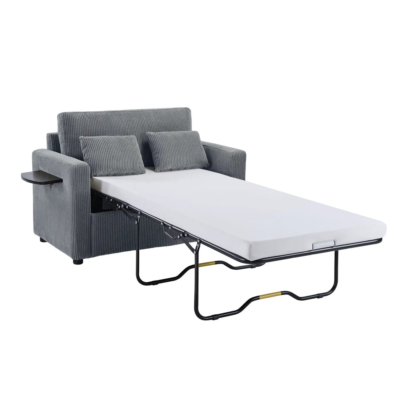 Sleeper Sofa With Foldable Mattress, USB Ports, Side Table & Storage Pocket by HouseOfZazla