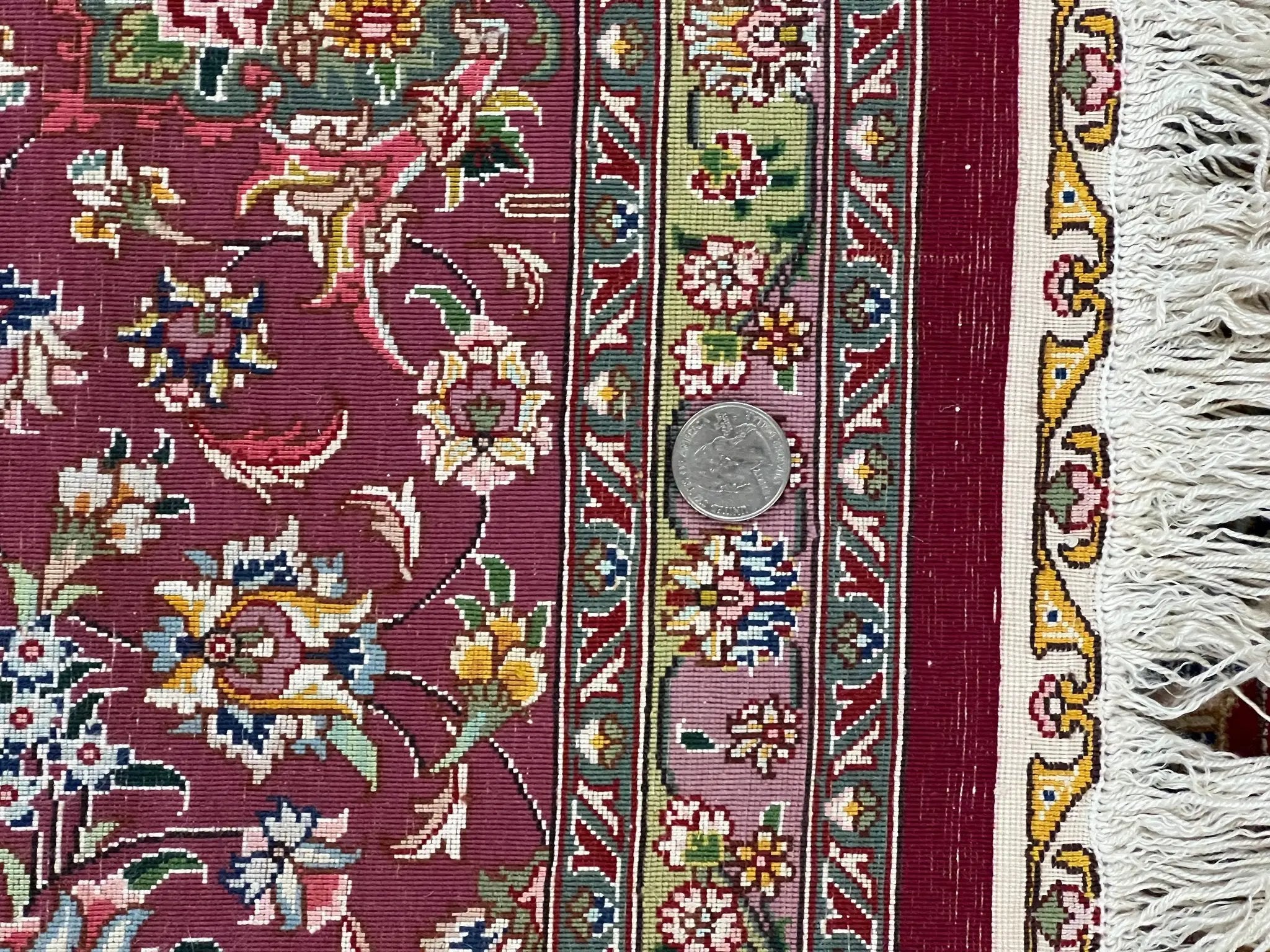 Stunning Persian Tabriz Rug 5x7, Signed by Masterweaver, Maroon, Floral Medallion, Ultra Fine 70 Raj 625 KPSI, Kork Wool Silk Foundation, Handmade by Jewel Rugs