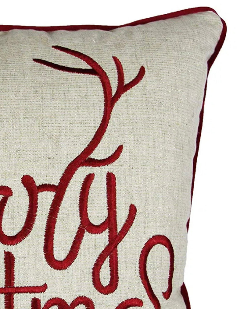 Gold Christmas Throw Pillow with Embroidery - Merry Christmas and Happy New Year, photo 4 of 6