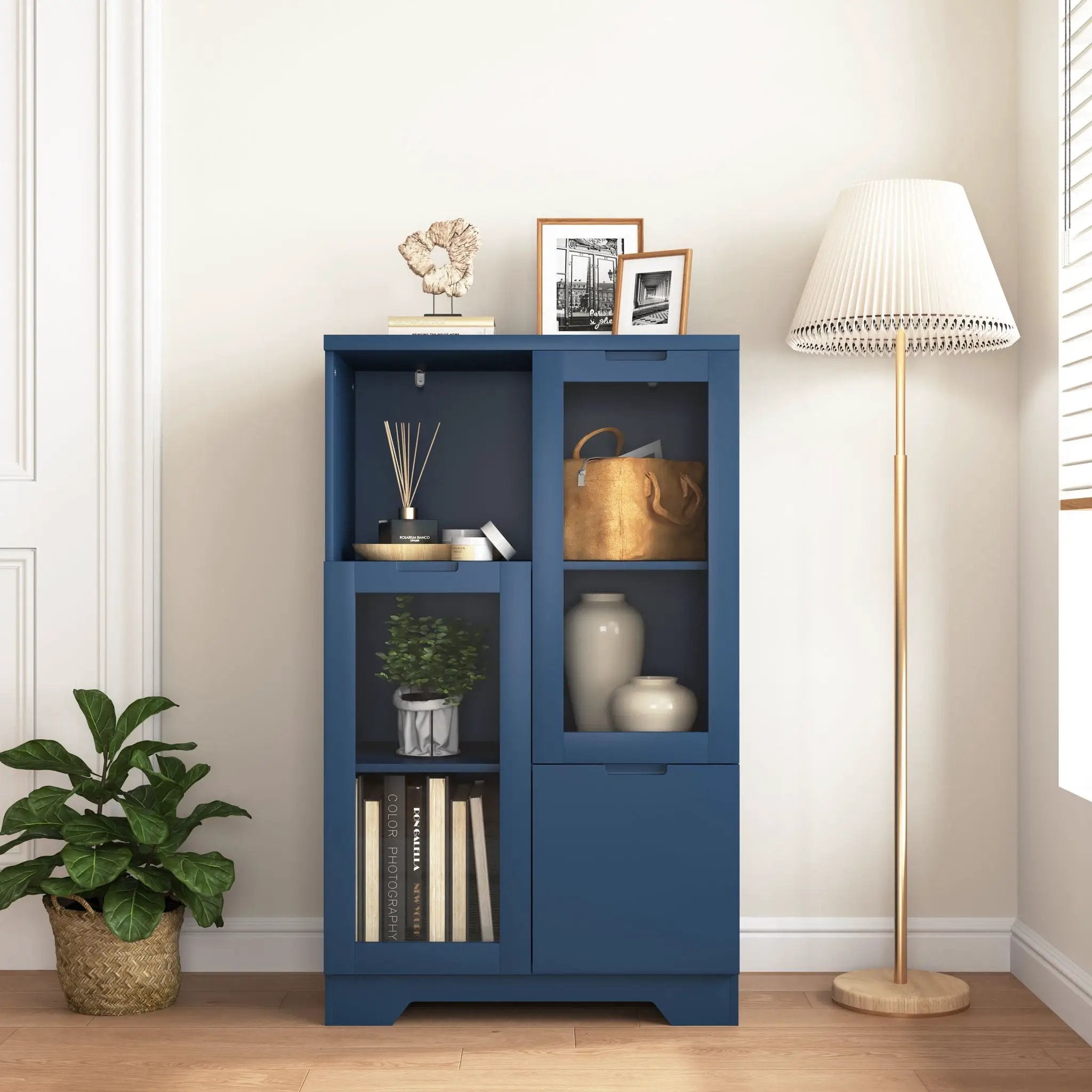 Modern Cabinet With Glass Doors And Drawer by Unique Piece Furniture