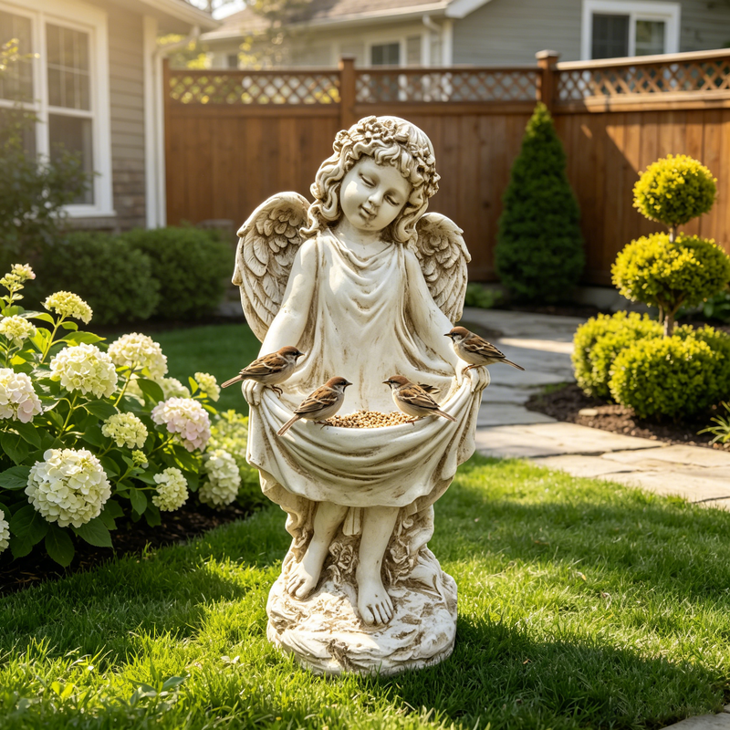 21.06" Tall Weathered Angel Cherub Garden Statue by HouseOfZazla