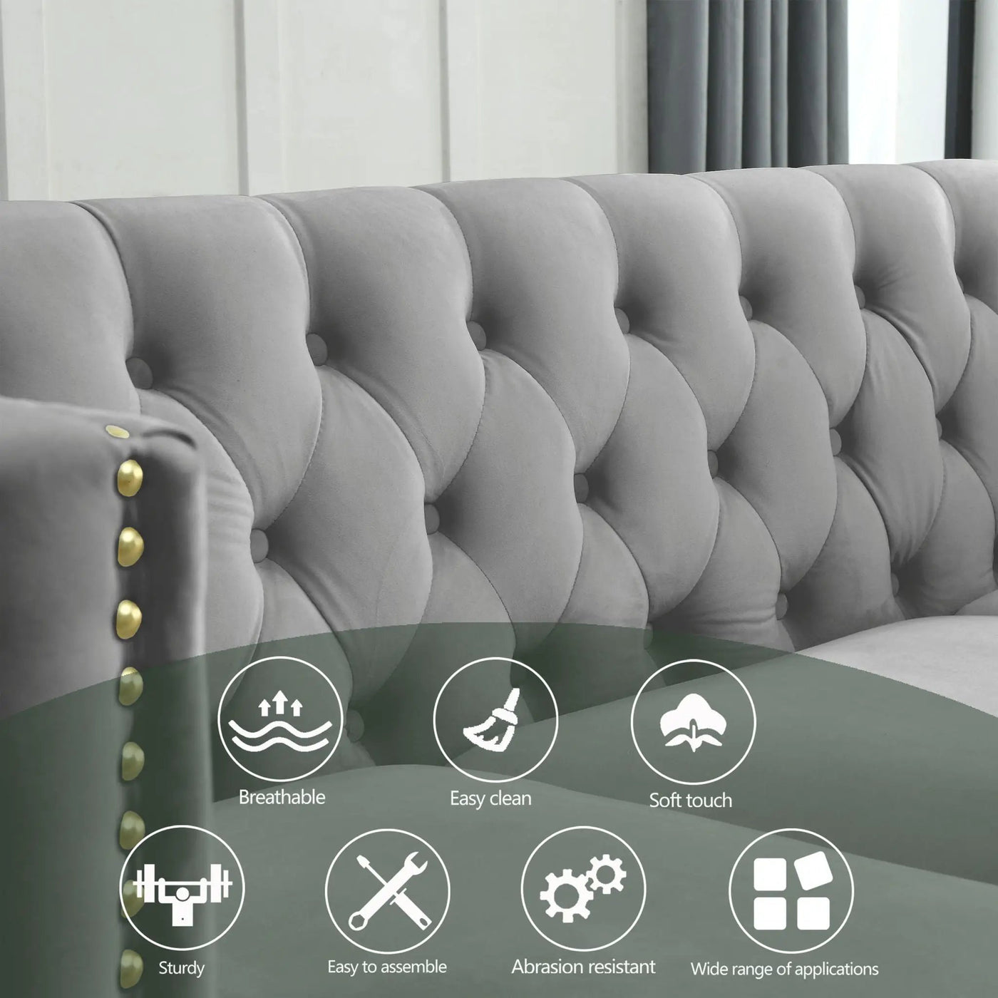 Upholstered Couch Sofa With Button Tufting For Living Room by HouseOfZazla