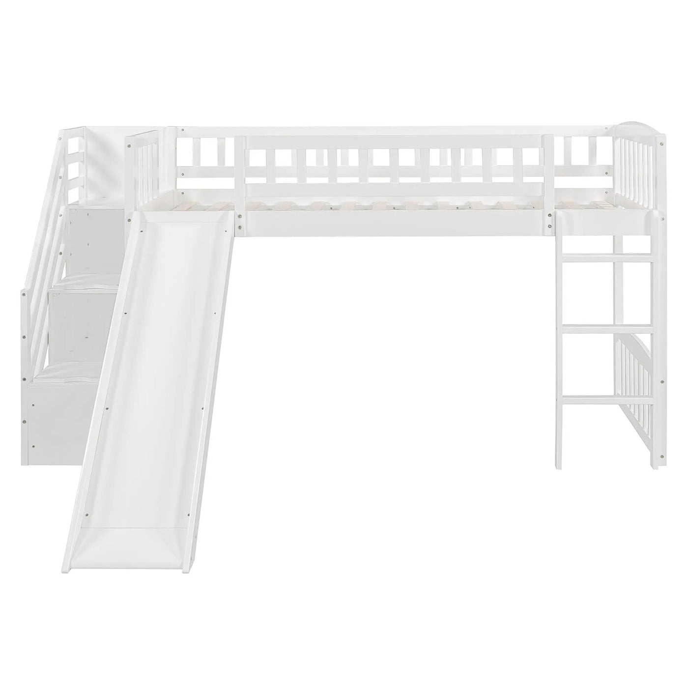 Loft Stairway Bed With 2 Drawers, Convertible Ladder And Slide by HouseOfZazla