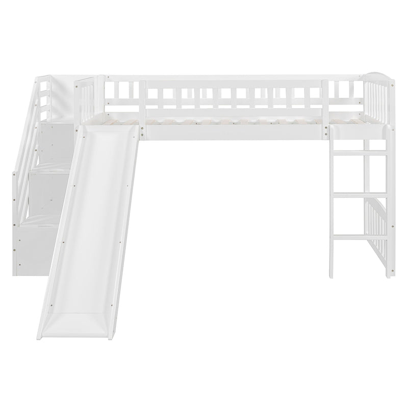 Loft Stairway Bed With 2 Drawers, Convertible Ladder And Slide by HouseOfZazla
