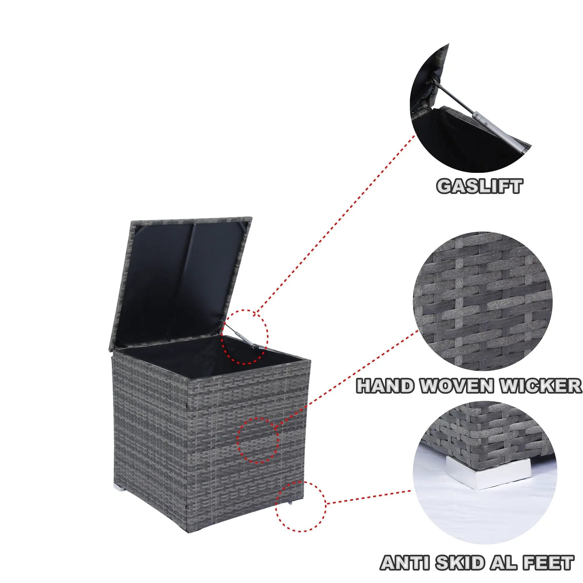 8 Piece Patio Sectional Wicker Rattan Outdoor Furniture Sof Set With One Storage Box Under Seat And Cushion Box - Gray / Black by HouseOfZazla