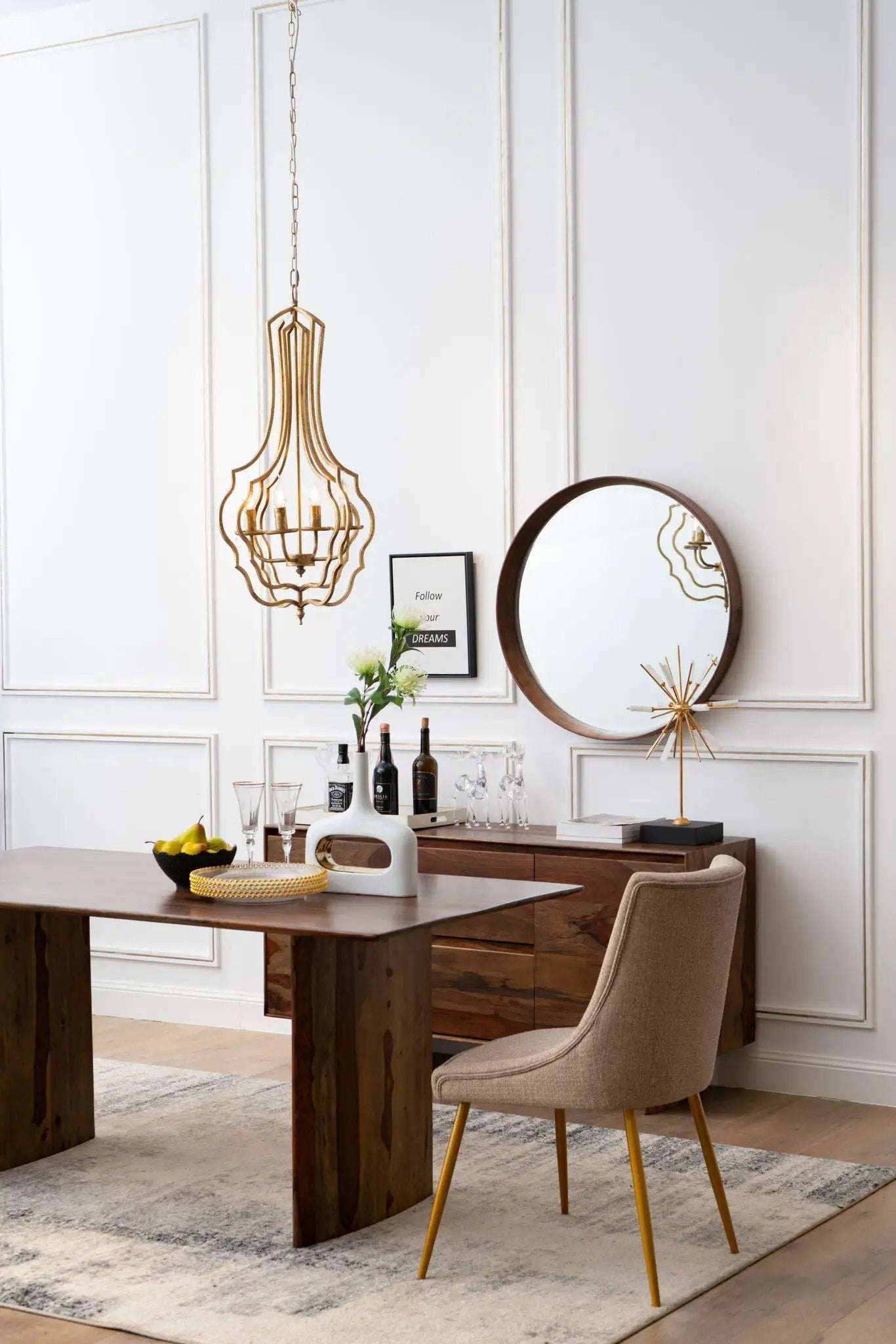 4 Light Chandelier, Hanging Light Fixture With Adjustable Chain For Kitchen, Bulb Not Included - Gold by HouseOfZazla