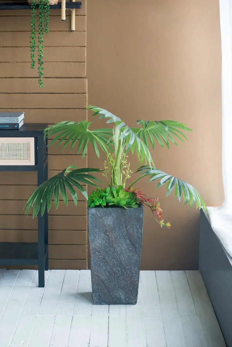 9.4x9.4x18.1" Cement Planter Large by HouseOfZazla
