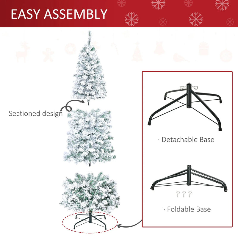 HOMCOM 6ft Pre-Lit Snow-Flocked Slim Douglas Fir Christmas Tree by HouseOfZazla