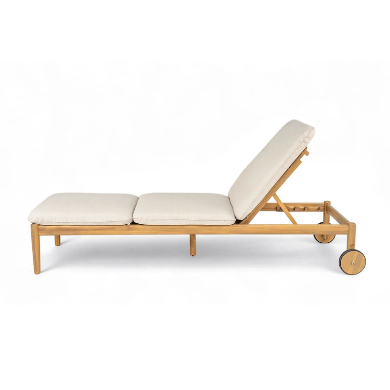 Riviera Outdoor Chaise Lounge with Wheels, Acacia Wood Frame (Set of 2) by HouseOfZazla