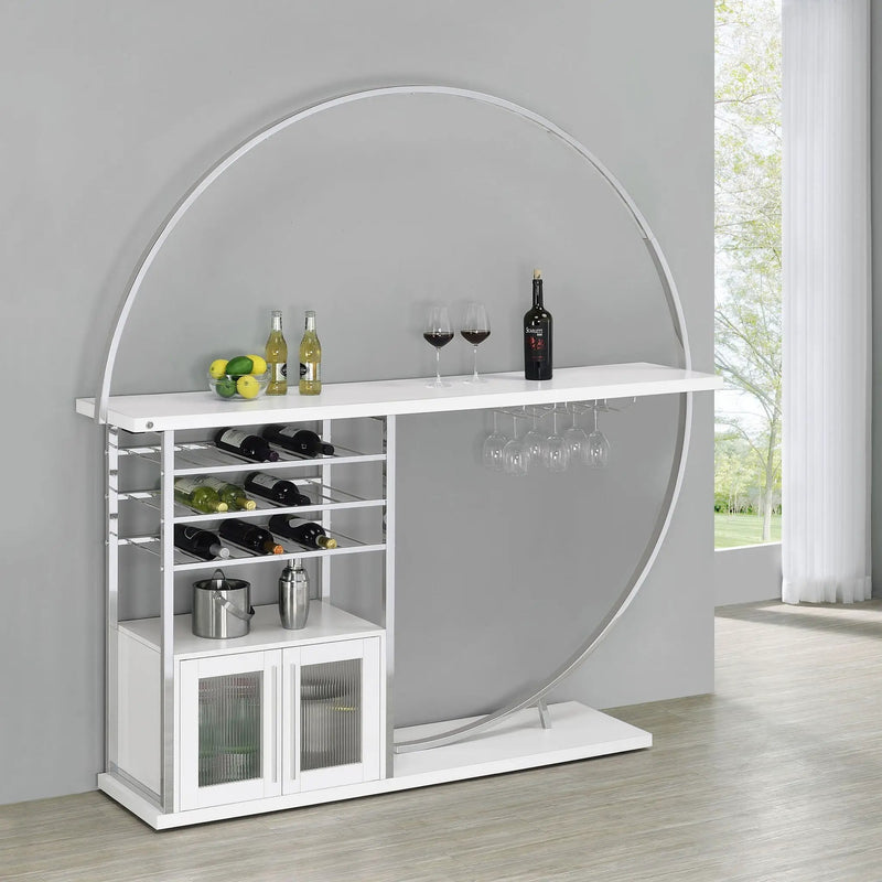 Risley 2-door Circular LED Wine Cabinet White High Gloss by Unique Piece Furniture