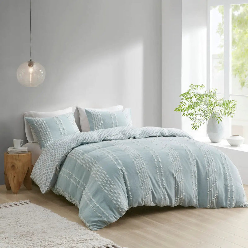 Full/Queen 3 Piece Cotton Jacquard Duvet Cover Set by HouseOfZazla