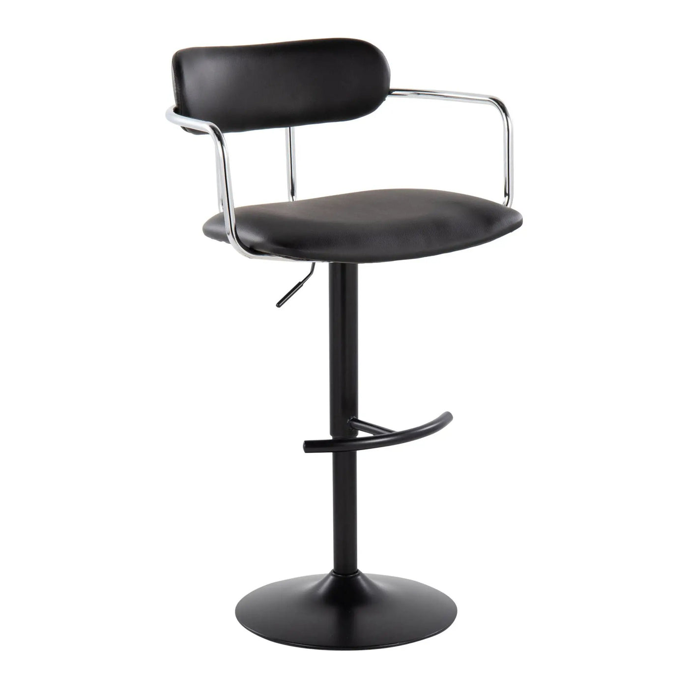 Demi - Contemporary Adjustable Height Barstool With Swivel With Rounded T Footrest (Set of 2) by HouseOfZazla