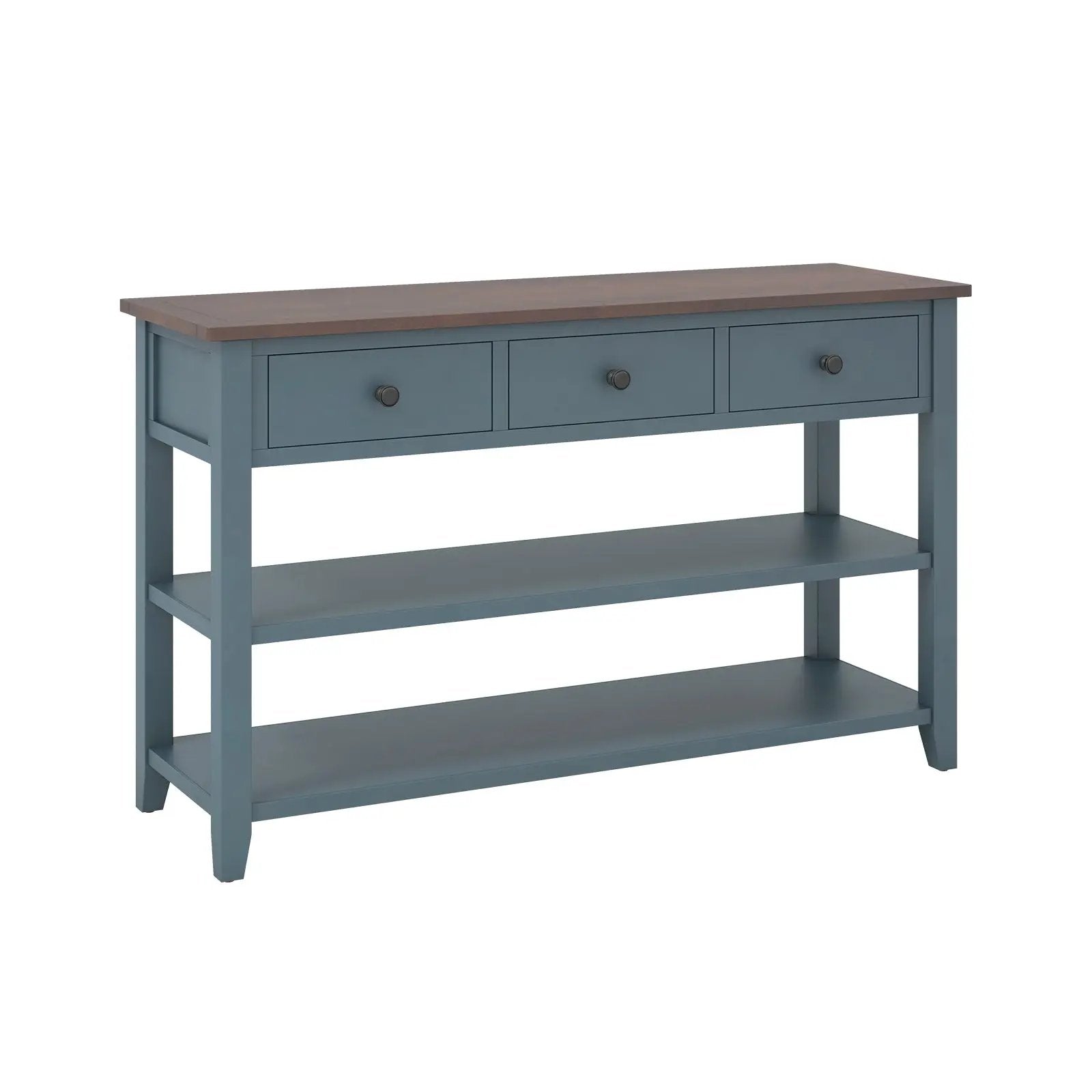 50 Inch Entryway Table Narrow Long Sofa Table with Drawers and Shelves-Dark Blue by DirectDeals