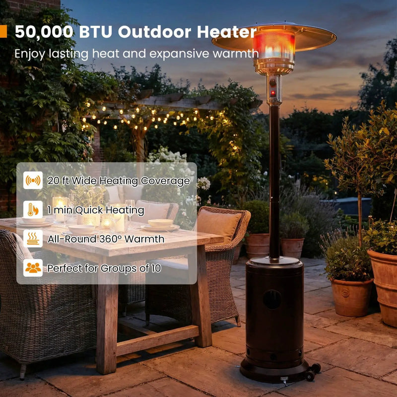 50 000 BTU Patio Propane Gas Heater with Stainless Steel Burner by DirectDeals