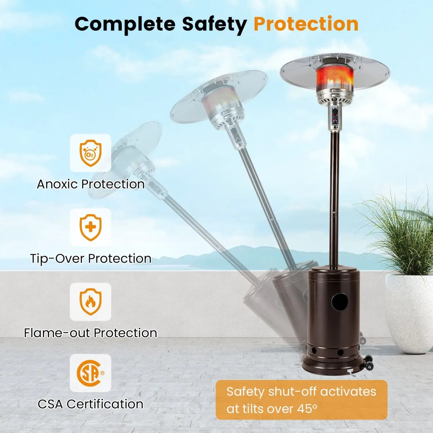50 000 BTU Patio Propane Gas Heater with Stainless Steel Burner by DirectDeals