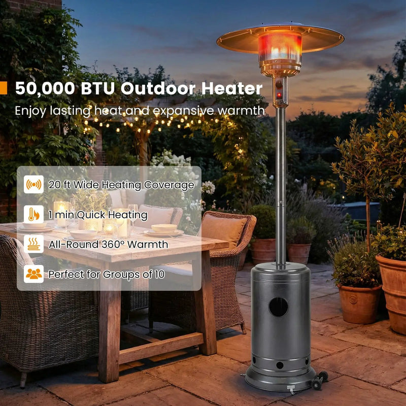 50 000 BTU Patio Propane Gas Heater with Stainless Steel Burner by DirectDeals