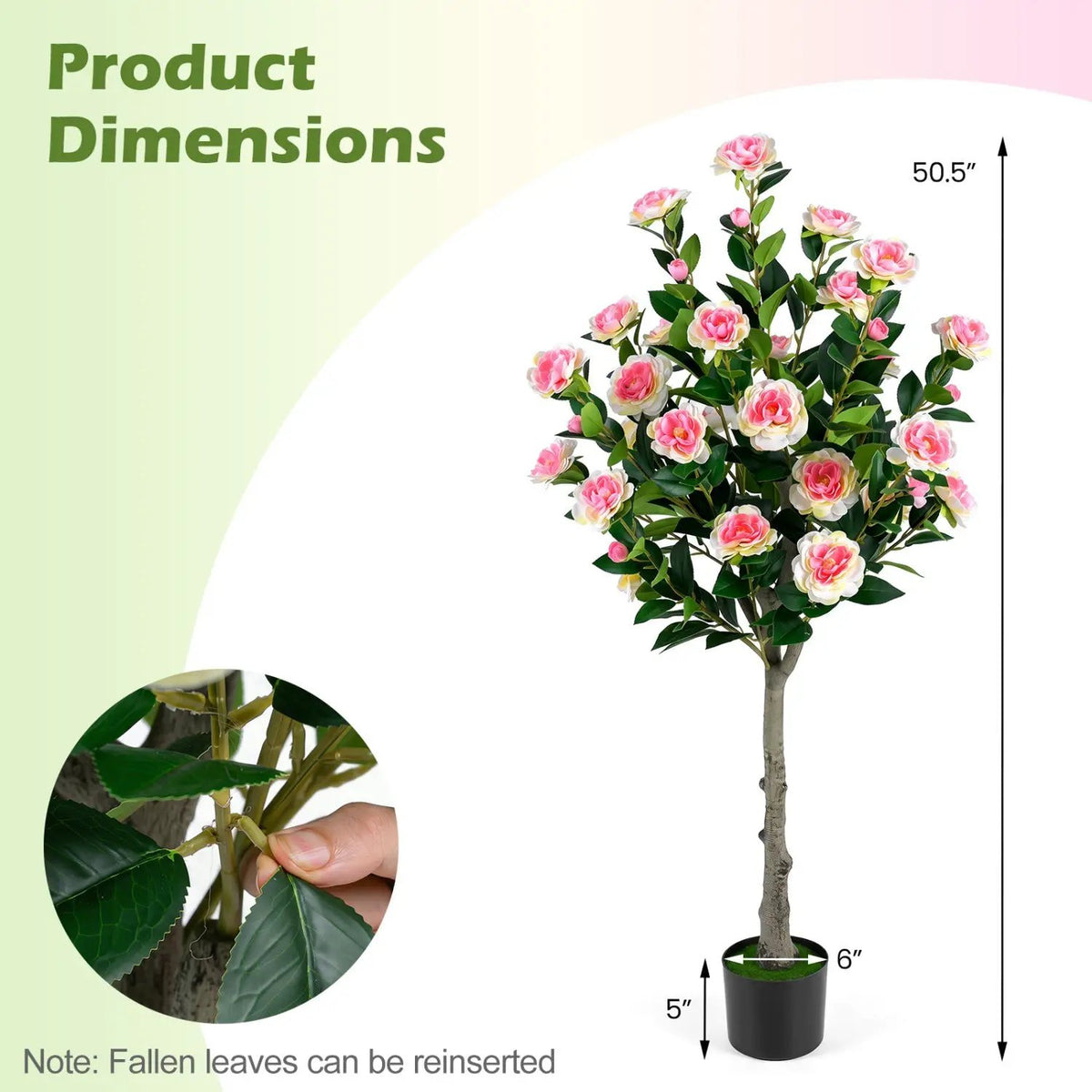 Artificial Camellia Tree with 27 Blossoms in Cement Pot by DirectDeals