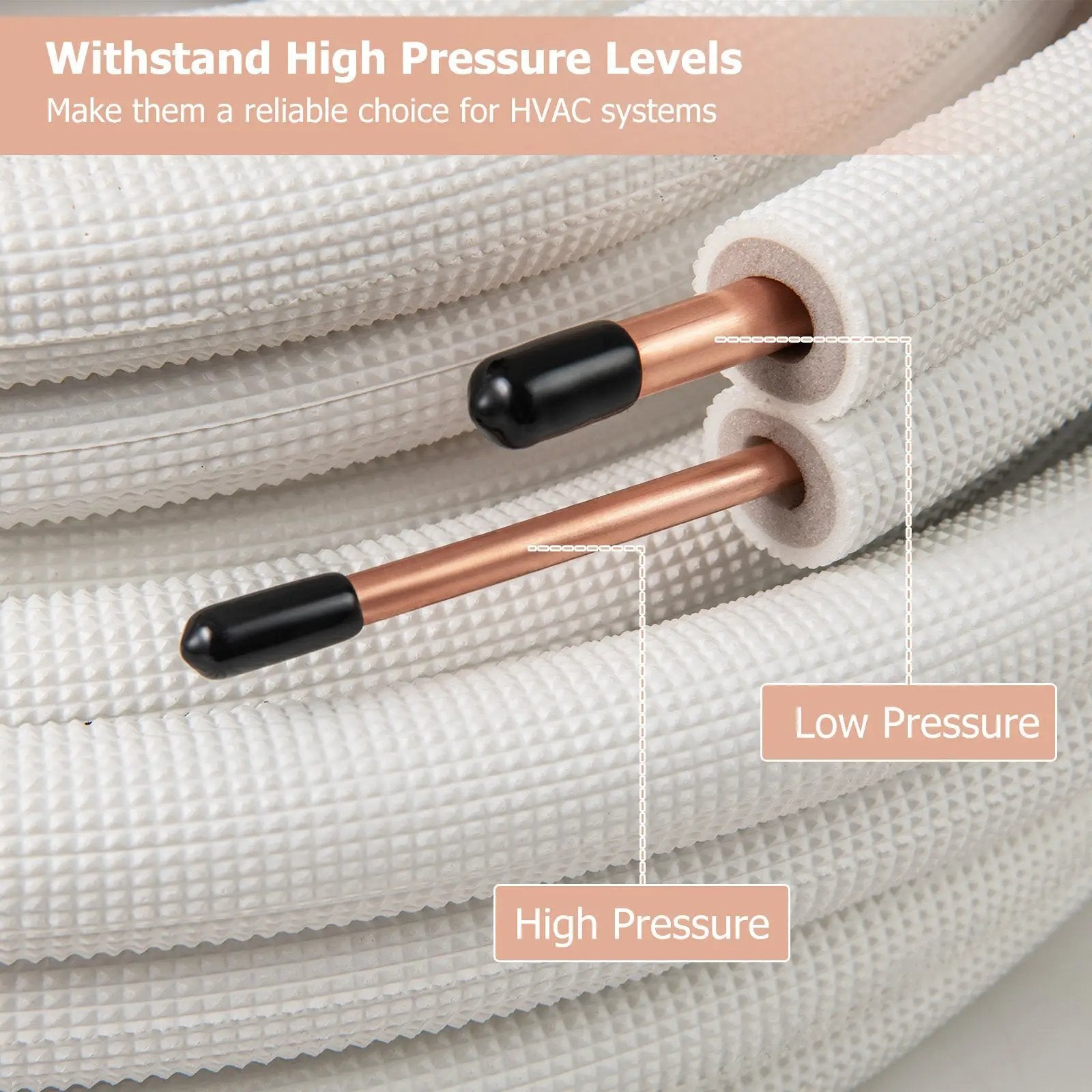 50 Feet Mini Split Line Set with 1/4 Inch and 3/8 Inch O.D. Copper Pipes Tubing by DirectDeals