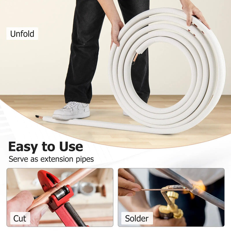 50 Feet Mini Split Line Set with 1/4 Inch and 3/8 Inch O.D. Copper Pipes Tubing by DirectDeals