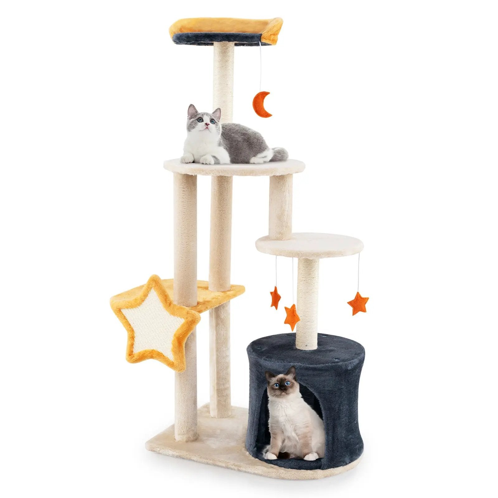 50 Inches Cute Cat Tree for Indoor Cats with Sisal Scratching Posts and Board by DirectDeals