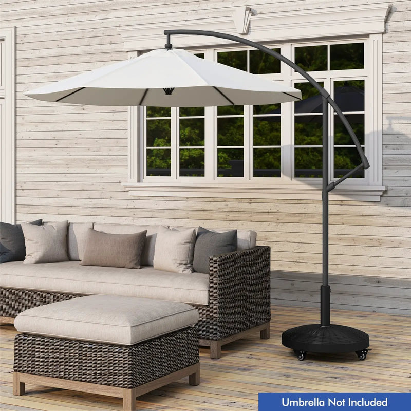 50 LBS Patio Wicker Style Resin Umbrella Base Stand Heavy Duty with Wheels by DirectDeals