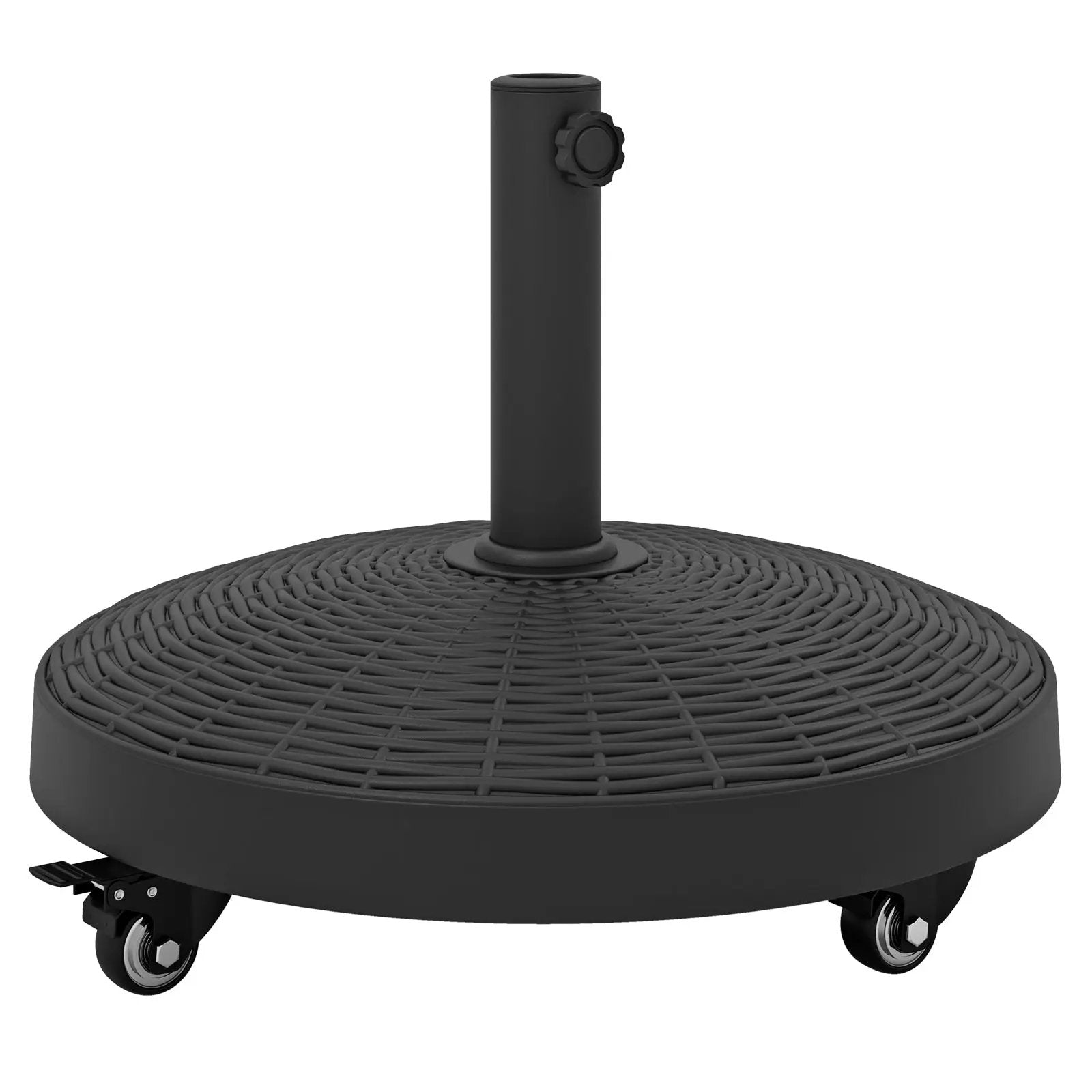 50 LBS Patio Wicker Style Resin Umbrella Base Stand Heavy Duty with Wheels by DirectDeals
