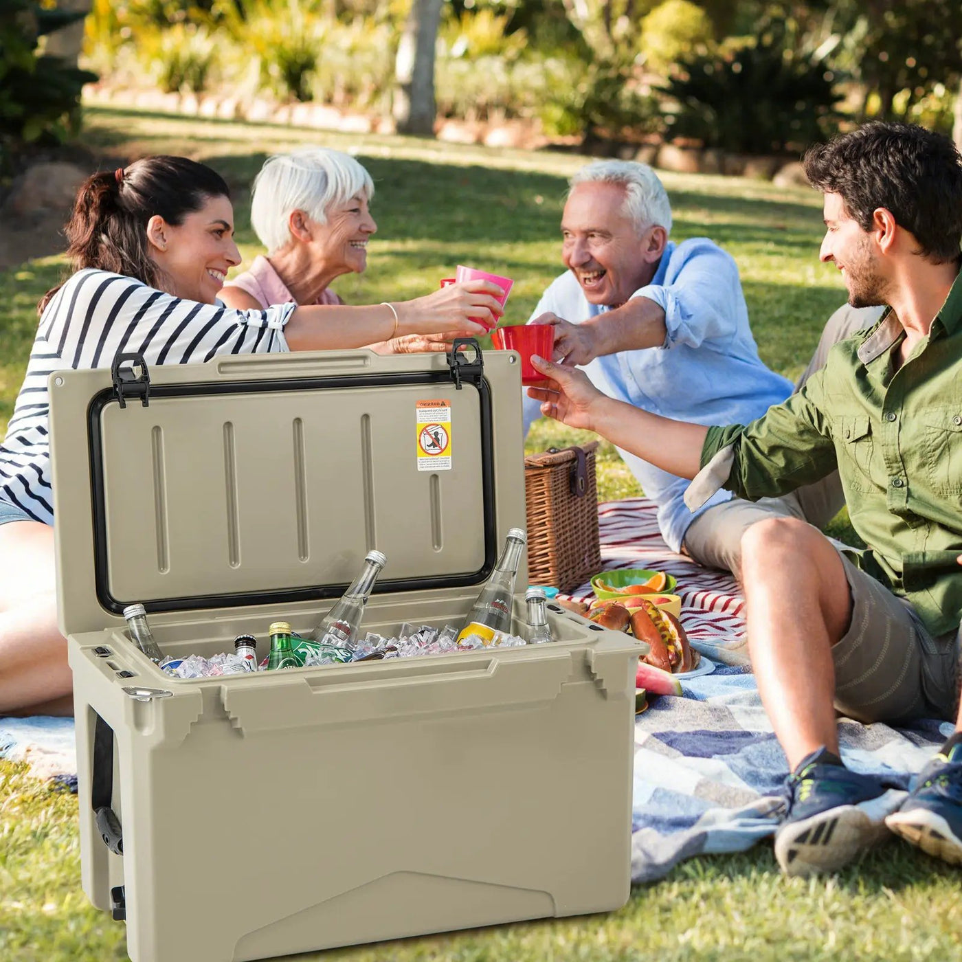 50 QT Rotomolded Cooler Insulated Portable Ice Chest with Integrated Cup Holders by DirectDeals