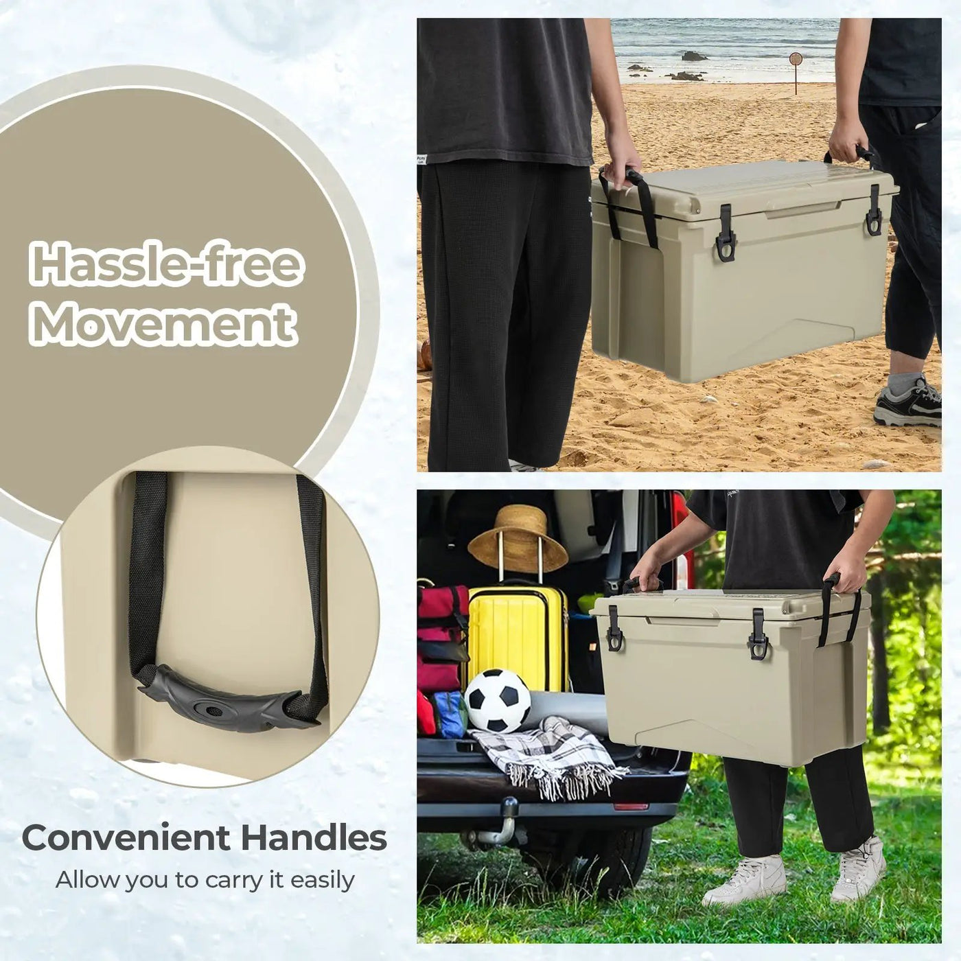 50 QT Rotomolded Cooler Insulated Portable Ice Chest with Integrated Cup Holders by DirectDeals