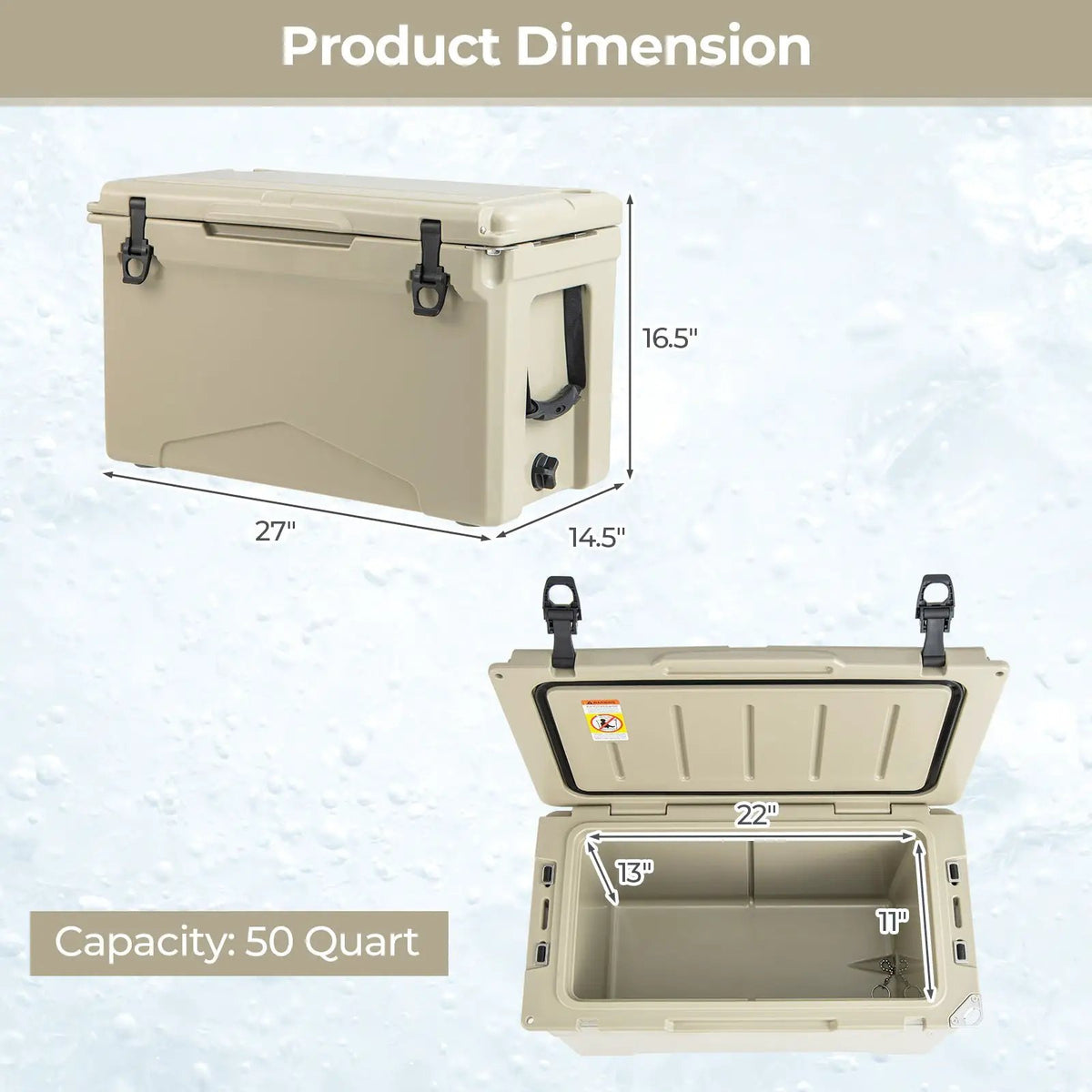 50 QT Rotomolded Cooler Insulated Portable Ice Chest with Integrated Cup Holders by DirectDeals