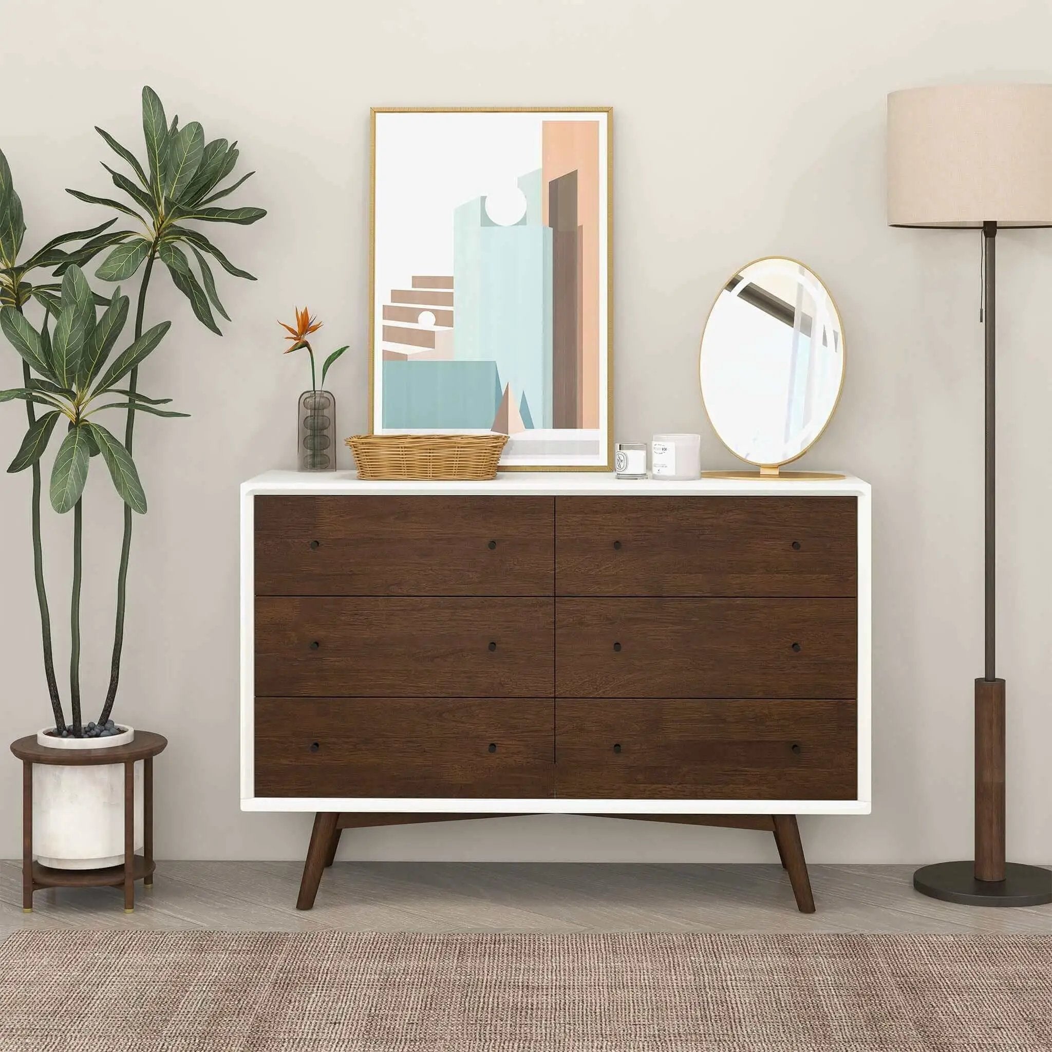 Dresser 6 Drawer - Dark Brown / White by HouseOfZazla