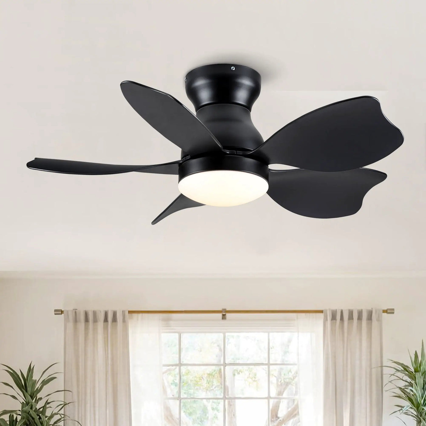 Low Profile Flush Mount Ceiling Fan With Light by HouseOfZazla