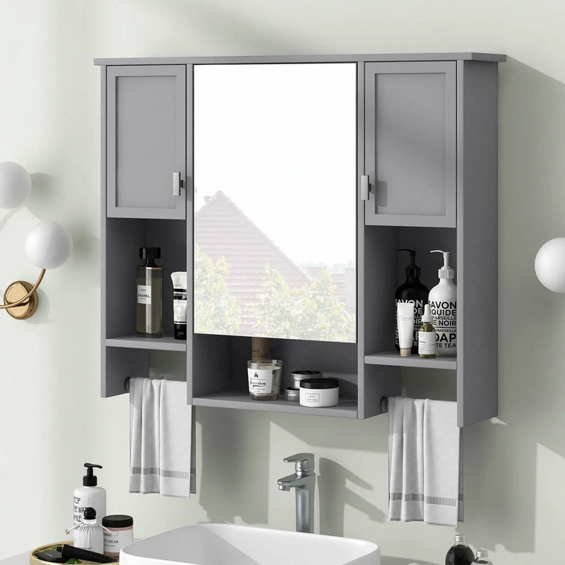 Wall Mounted Bathroom Storage Cabinet With Mirror, Medicine Cabinet With Towel Bar by Unique Piece Furniture