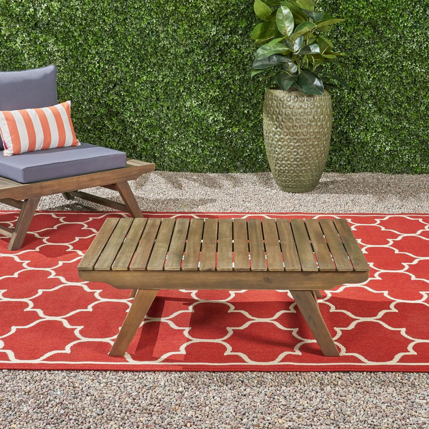 Outdoor Acacia Wood Coffee Table With Open Slat Design by HouseOfZazla
