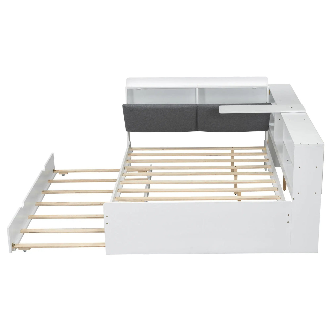 Platform Bed With Trundle, Shelves, And Storage Headboard by HouseOfZazla