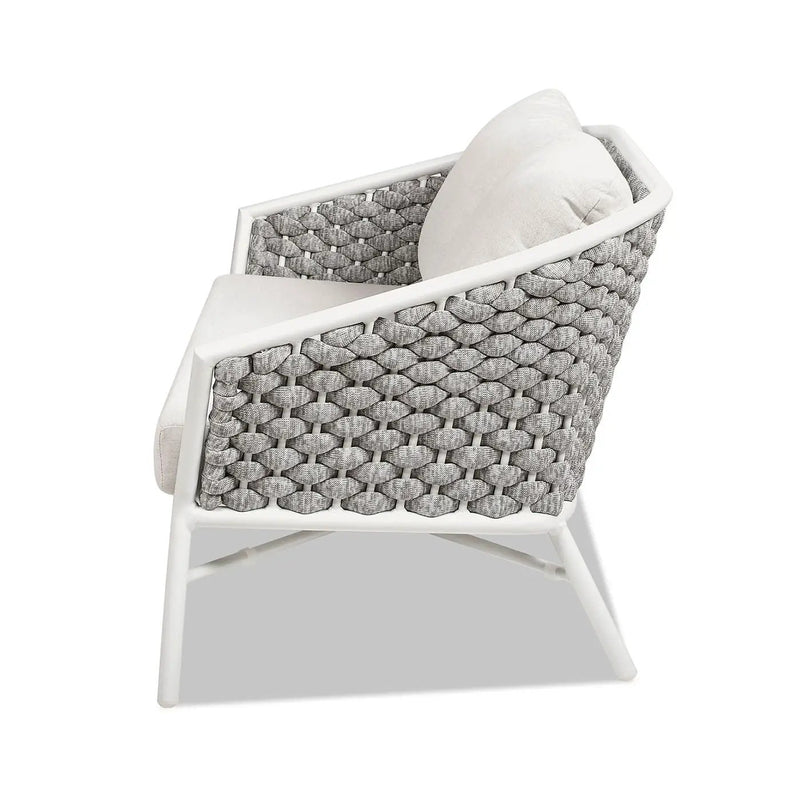 Rowan - Rope Barrel Back Patio Conversation Loveseat Sofa - Optic White by HouseOfZazla