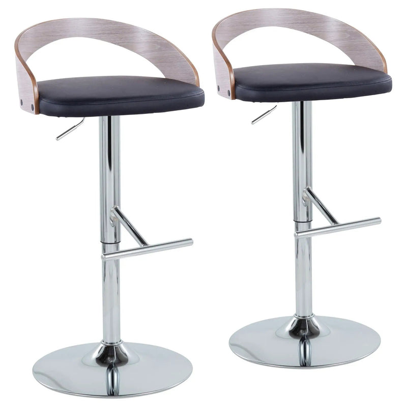 Grotto - Contemporary Adjustable Height Barstool With Swivel With Straight T Footrest (Set of 2) by Unique Piece Furniture