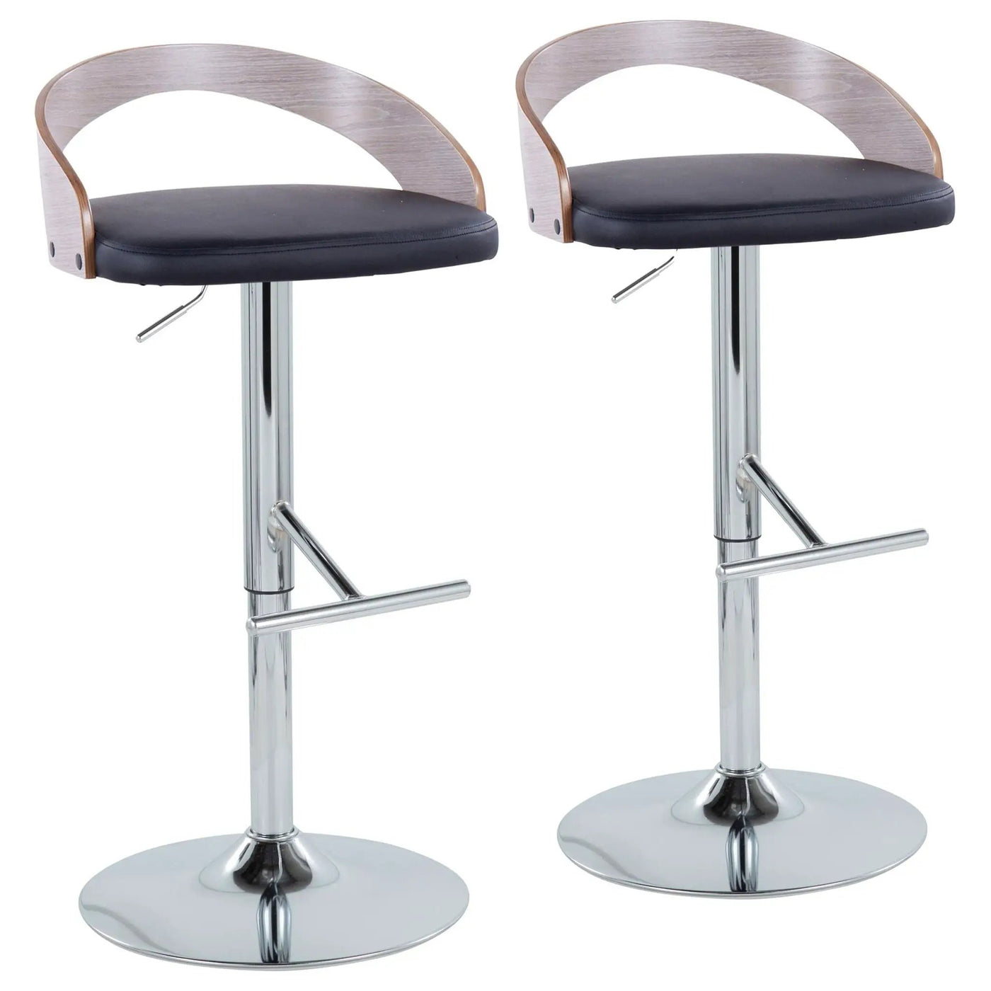 Grotto - Contemporary Adjustable Height Barstool With Swivel With Straight T Footrest (Set of 2) by HouseOfZazla