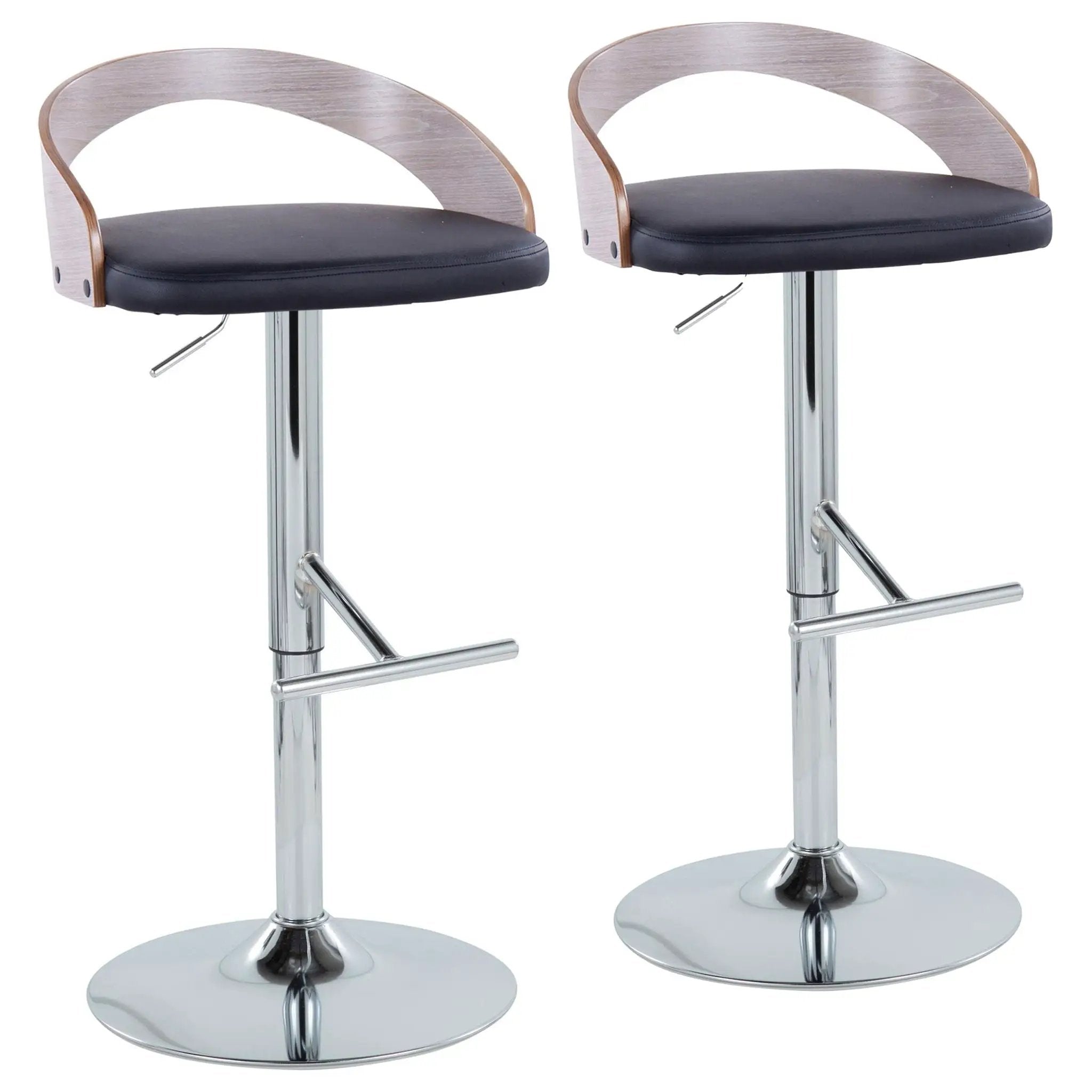 Grotto - Contemporary Adjustable Height Barstool With Swivel With Straight T Footrest (Set of 2) by HouseOfZazla