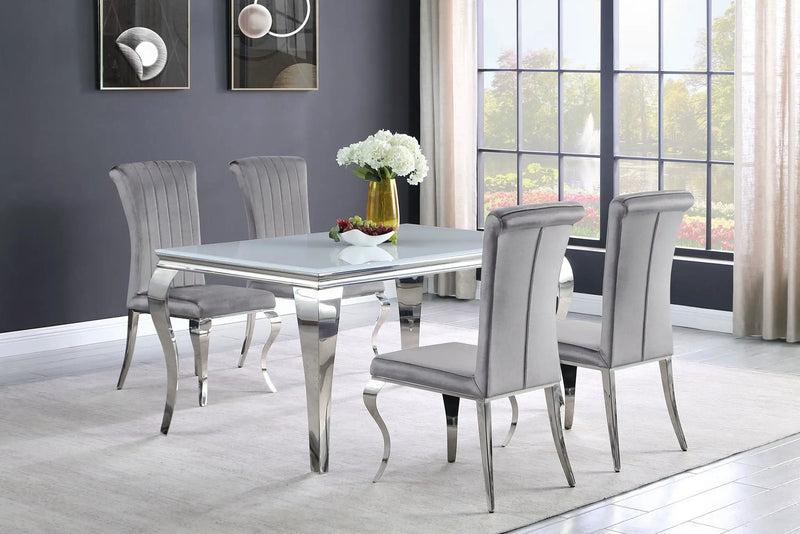 Betty Velvet Upholstered Dining Side Chair Grey (Set of 4) by Unique Piece Furniture