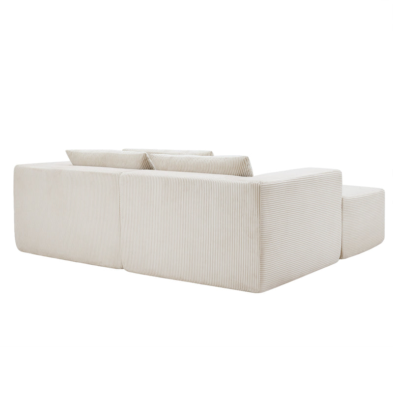 107" Compressed Sectional Sofa (Beige) by HouseOfZazla