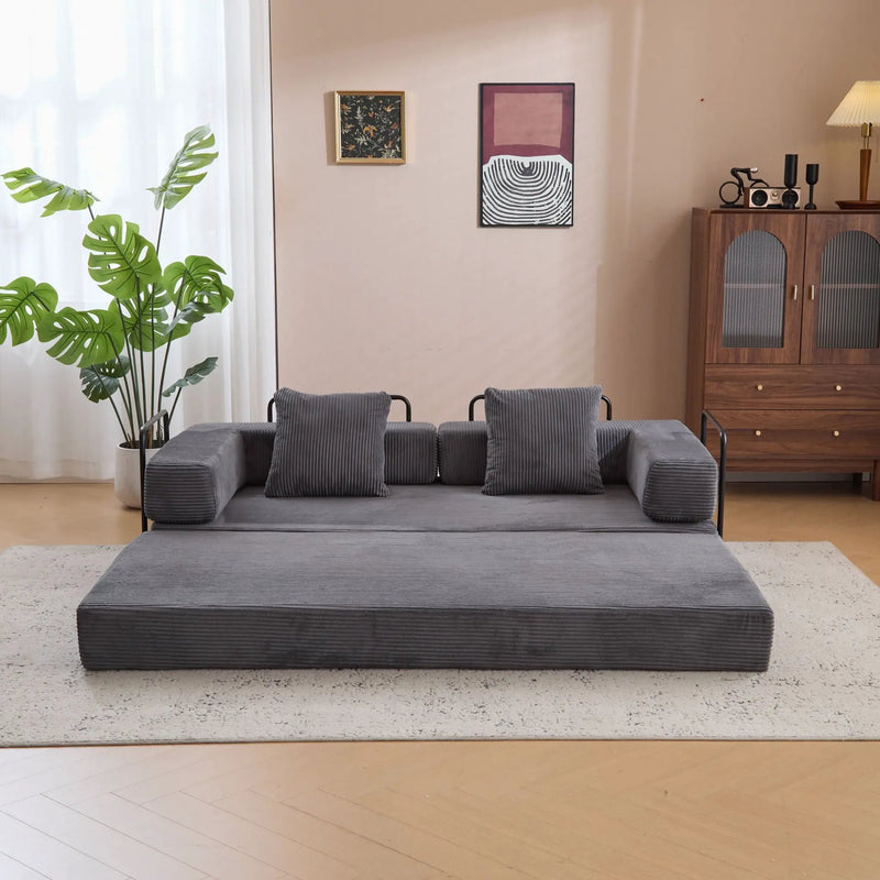 Floor Couch, Convertible Floor Sofa Bed With Pillow Back Support Armrest by HouseOfZazla