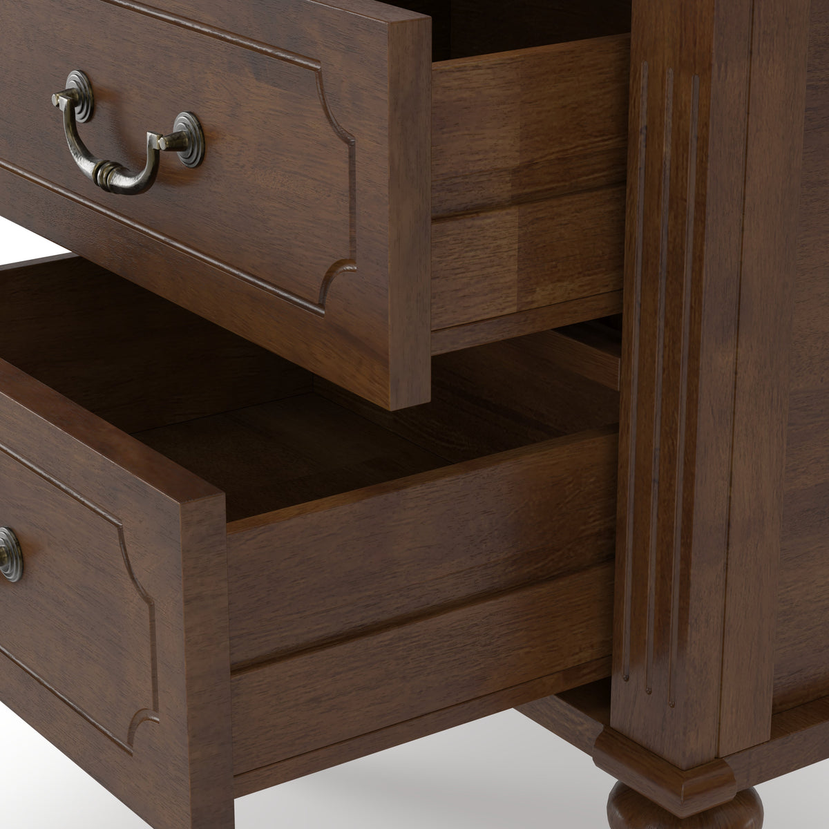 Farmhouse Nightstand with 2 Drawer, Solid Wood Bedside Table - Walnut, photo 8 of 10