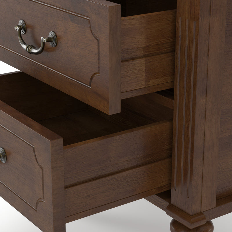 Farmhouse Nightstand with 2 Drawer, Solid Wood Bedside Table - Walnut, photo 8 of 10